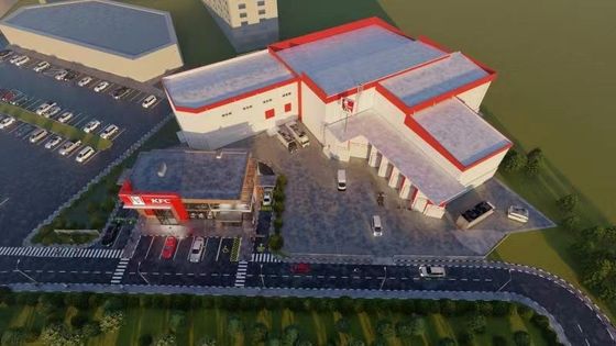 KFC Steel Structure Building Solid Steel Fashionable Warehouse Free Design Affordable Prefabricated Metal Warehouse For Storage With PVC Window